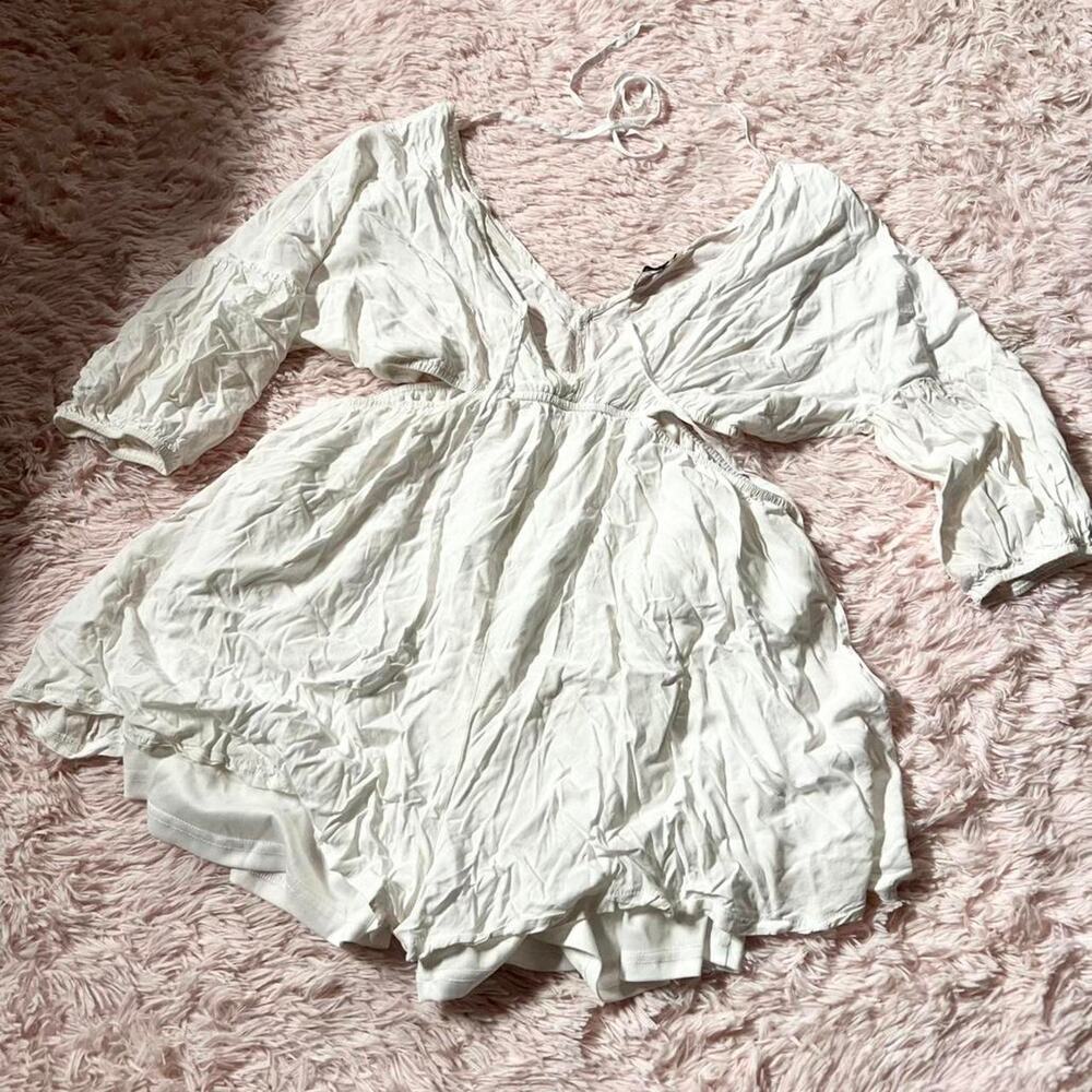 White‎ Babydoll Cuttouts Bohemian Feminine Goddess Earthy Twee Coquette Romper